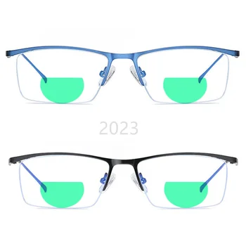 2шт Бифокальные очки для чтения в полурамке Мужские с синим светом Компьютерные ридеры Легкие Женские Модные очки FML