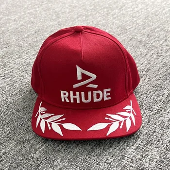 Бейсболка Rhude с красной вышивкой и логотипом, мужская и женская бейсболка Rhude, регулируемый солнцезащитный крем для улицы с бирками для мужчин, тренажерный зал