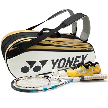 Натуральная водонепроницаемая сумка для теннисных ракеток Yonex, высококачественная спортивная сумка из искусственной кожи для женщин и мужчин, вмещает до 6 ракеток