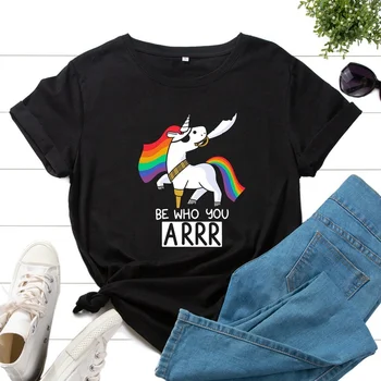 Женская Графическая Футболка Kawaii Rainbow Unicorn С Буквенным Принтом, Топы, Летняя Женская Модная Футболка С Коротким Рукавом Camisetas De Mujer
