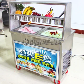 Коммерческие машины для производства рулетов для тайского жареного мороженого с кусочками жареного йогурта