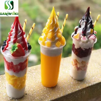 Имитационная модель мороженого, модель фруктового стаканчика, модель свежего желе, йогурта, модель фруктового стаканчика для мороженого, модель искусственных продуктов, образец десерта