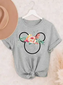 Диснеевский принт, тренд 90-х, одежда, футболка, женская летняя мода с рисунком Микки Мауса, футболки с коротким рукавом и рисунком
