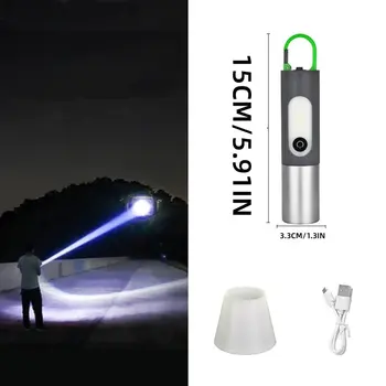 Светодиодный перезаряжаемый тактический лазерный фонарик С сильной вспышкой, многофункциональное освещение для кемпинга на открытом воздухе, Белые лазерные рабочие фонари