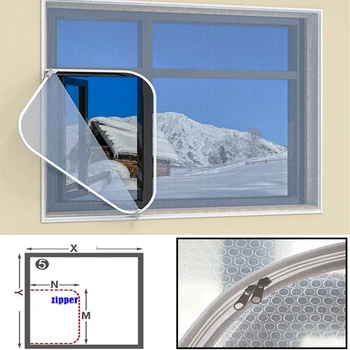 Ветрозащитный экран на окно дома, зимняя пленка для сохранения тепла, Двухслойная дверная занавеска на молнии, самоклеящаяся термопленка