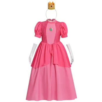Косплей-костюм CosDaddy Princess Peach для девочек, детское розовое платье, костюмы с париком, детский карнавальный костюм на Хэллоуин