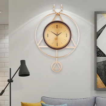 Креативные настенные часы с головой американского оленя в гостиной, роскошные бесшумные часы, современные интеллектуальные часы с автоматическим отсчетом времени, модные настенные часы.