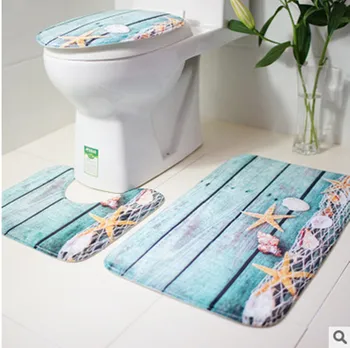 Коврик для туалета в виде ракушки морской звезды, три комплекта водопоглощающей нескользящей прокладки для ванной, 3 комплекта подушки для сиденья унитаза