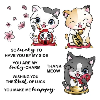 Mangocraft Kawaii Little Cats Kitty Прозрачные штампы Режущие штампы для скрапбукинга Металлические штампы Силиконовые штампы для открыток Декор альбома