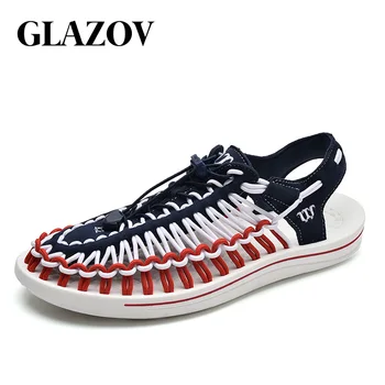 Бренд GLAZOV 2020 Летние сандалии, мужская обувь, Качественные Удобные мужские сандалии, модный дизайн, Повседневные мужские сандалии, Размер обуви 37-45