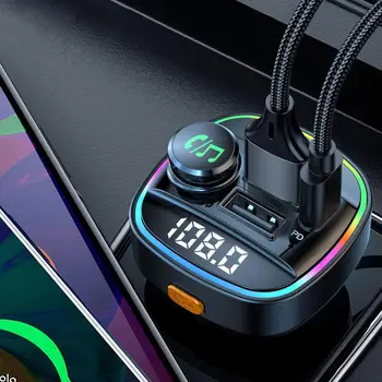 Автомобильный MP3-плеер C22 QC3.0 с Памятью Автоматического отключения Питания ABS, совместимый с Bluetooth, Быстрое Зарядное Устройство с Двойным USB, FM-передатчик для Авто
