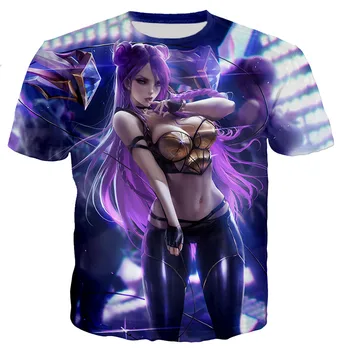 Мужская Женская сексуальная футболка Akali с 3D-принтом, футболка League Of Legends, повседневная футболка с короткими рукавами для игровых персонажей, футболки, топы