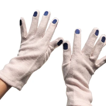 Японские женские перчатки с забавным рисунком для ногтей, зимние теплые перчатки из искусственной шерсти для езды на велосипеде и вождения, однотонные варежки