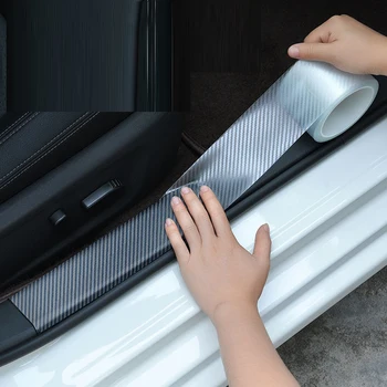 Защитные накладки на пороги автомобиля Наклейки из углеродного волокна Молдинги в салоне автомобиля Пленка для автоматической защиты от царапин