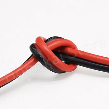 Гибкая черно-красная Двойная параллельная проволока из силиконовой резины, 16AWG, Мягкий кабель из луженой меди, 200 ° C, 600 В