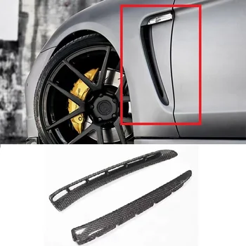 2шт Отделка вентиляционного отверстия переднего бокового крыла из настоящего углеродного волокна Подходит для Porsche Panamera 970 2010-2016