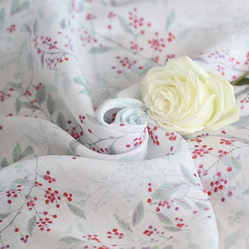 Высококачественная новая натуральная ткань рами с принтом розовых фруктов, подкладка для юбки, платье, рубашка, материал сумки