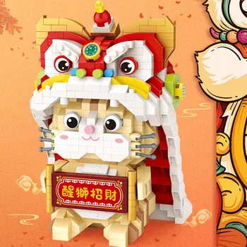 LOZ китайская культура, традиционный танец льва, мини-строительные блоки, подходящие для понимания китайской культуры детьми.