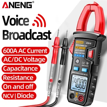 ANENG AT619 Цифровой мультиметр для голосового вещания AC/DC Клещи на 4000 отсчетов Амперметр Тестер токовых клещей для электрика