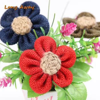 Красочные льняные цветы, связанные крючком, как аппликация для одежды, привлекательные материалы для поделок, вязаные цветы ручной работы