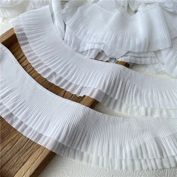 белая двухслойная шифоновая непромокаемая плиссированная юбка шириной 9 см с манжетами и юбка с удлиненными кружевными аксессуарами