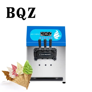 BQZ Бытовая техника Профессиональная автоматическая маленькая настольная машина для приготовления мороженого с мягкой подачей из нержавеющей стали 3 вкуса домашнего приготовления