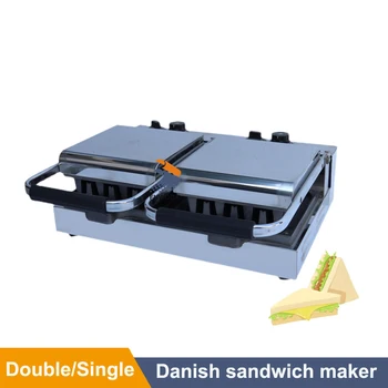 Коммерческая датская сэндвичница с одной и двумя пластинами, настольная печь для приготовления сэндвичей, электрическая машина для приготовления сэндвичей для завтрака.