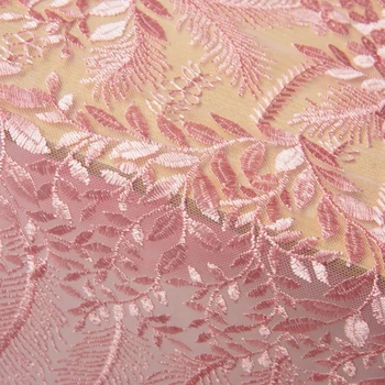 Розовая блестящая ткань Плоская вышивка Ориентация Цветок ткань Мягкий экран кружевное платье одежда в стиле пэчворк