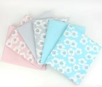 Модный комплект из хлопчатобумажной ткани 23x24 см, 100% хлопок, розовый, синий, серый в горошек и цветок