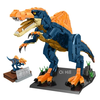 Мир динозавров Юрского периода Спинозавр Модель Динозавра Кирпичи Дракон Строительные блоки Игрушки для детей Подарки для мальчиков 1973шт
