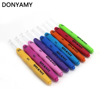 DONYAMY 3шт Пластиковые крючки для вязания крючком со светодиодными спицами Многоцветная ручка с подсветкой Weave Craft