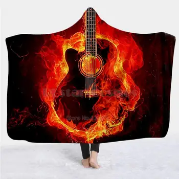Одеяло для музыкальных инструментов для скрипки, гитары, одеяло с капюшоном, носимое одеяло с 3D принтом для взрослых, мужчин, женщин, стиль одеяла-6