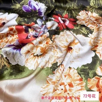 140 см шириной, с крупным цветочным принтом, 19-миллиметровая эластичная шелковая атласная ткань MulberrySilk