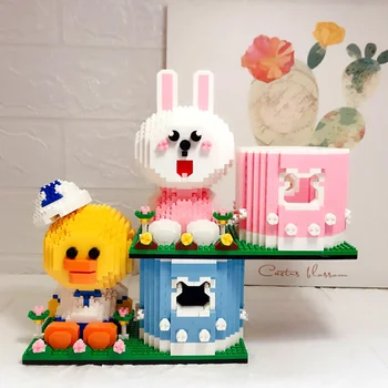 Мультфильм Аниме Милый кролик Утка Контейнер для ручек 3D Модель DIY Алмазные блоки Кирпичи Игрушка для творческой сборки для детей