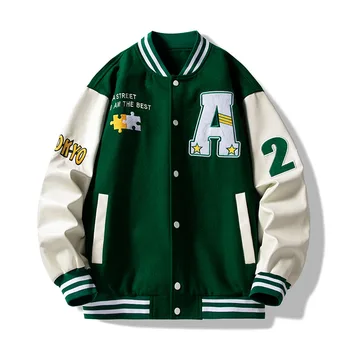 Куртка школьной команды, мужской модный уличный бейсбольный костюм в стиле хип-хоп с вышитыми буквами, пара широких повседневных спортивных универсальных курток