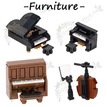 Креативные Музыкальные Инструменты, модели Мини-пианино, Строительные блоки MOC, сделай САМ, Виолончель, Вертикальное Пианино, Кирпичи, Игрушки для детей, подарок