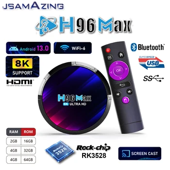 H96 MAX RK3528 Android 13,0 Smart TV BOX ARM Cortex A53 2/4 ГБ оперативной ПАМЯТИ 16/32/64 ГБ 8K 24fps 3D Wifi 6 2,4 G и 5G Потоковый медиаплеер