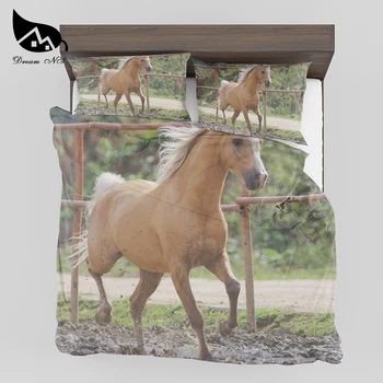 Комплект постельных принадлежностей Dream NS Running Horses С 3D-печатью высокой четкости, Пододеяльник, домашний текстиль по индивидуальному заказу, Наволочка