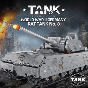 Военная немецкая мышь, тяжелый бронированный танк, строительные блоки, армейские технические оружейные кирпичи WW2, детские развивающие игрушки, подарки для детей