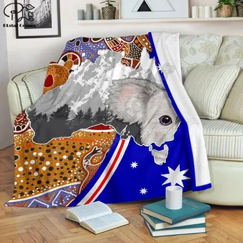 Флисовое одеяло с кенгуру и коалой с флагом Австралии, носимое одеяло с 3D-принтом, флисовое одеяло для взрослых/детей, стиль прямой доставки-2