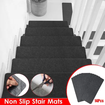 14шт ковриков для лестницы, улучшенная внутренняя лестничная подножка, Самоклеящиеся коврики для матрасов без клея, нескользящие прочные накладки для домашней лестницы