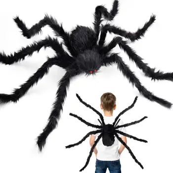 Украшение в виде гигантского паука на Хэллоуин, Ноги паука Для мальчиков, поддельный Реалистичный рюкзак с пушистым пауком, украшение для вечеринки на Хэллоуин