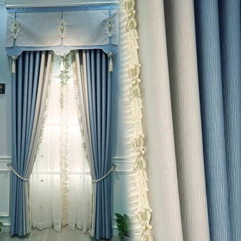 Высококачественная современная простая гостиная спальня плотный абажур занавес в тон скандинавской французской ткани из шелковой ткани без железа