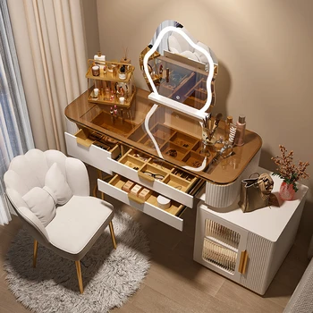 Шиферные туалетные столики из массива Дерева, мебель для спальни, современные минималистичные Домашние комоды, Шкаф для хранения в маленькой квартире в кремовом стиле