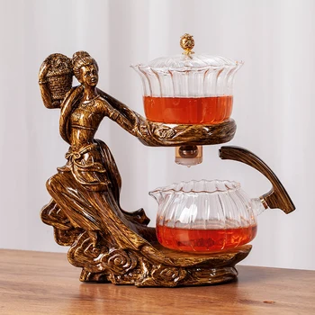Креативный стеклянный Чайный набор, Автоматический Заварочный чайник, Термостойкий чайник для приготовления чая Кунг-фу