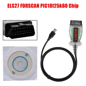 Автомобильный Диагностический Инструмент ELS27 Forscan ELM327 & J2534 Pss-Through OBD2 Многоязычный Работает Зеленая Печатная плата PIC18f25k80 Чип Для Mazda V2.3.7
