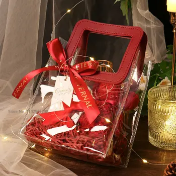 ПВХ Сувенирная Подарочная сумка для украшения Прозрачные Вставки Свадьба День Рождения Подарочная коробка для конфет Сумка-тоут Упаковка Принадлежности для украшения