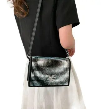 Модная сумка со стразами, летняя модная женская сумка со стразами, откидная сумка через плечо, маленькая квадратная сумка