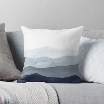 Абстрактные акварельные горы цвета индиго, декоративная подушка, чехол для дивана в гостиной, эстетические подушки