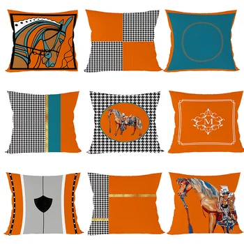 Роскошная диванная подушка Nordic orange, простая сердцевина подушки, оранжево-красная двусторонняя геометрическая подушка, оранжевый чехол для спинки